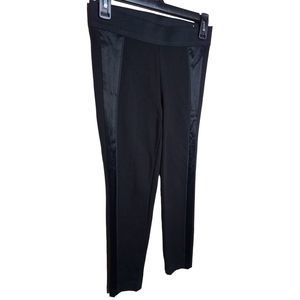 Vince‎ Women's Black Side Stripe Satin Panel Sz XS Skinny Leggings Dress Pants